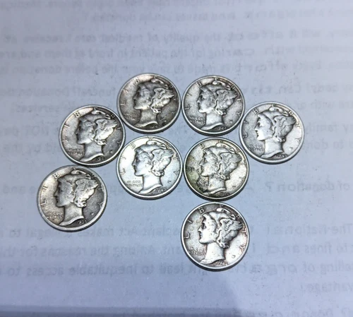 MERCURY Silver Dimes VF Lot of 8/ 1935S-41-42D-44D-45S NICE VARIETY OF DATES