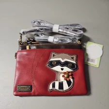 NEW CHALA BURGUNDY RACCOON MINI CROSSBODY CELL PHONE PURSE ADJUSTABLE STRAP
