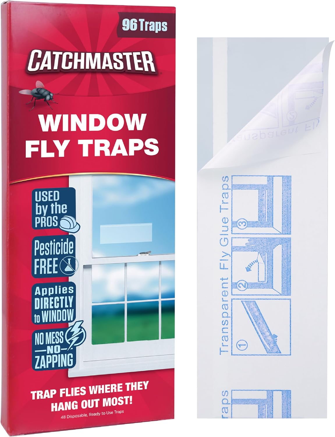 Window Fly Traps 96-Pack, Fruit Fly Traps for Indoors, Disposable Bulk Bug Catch