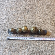 Vintage Brass Horse Sleigh Bells 17 Inch Leather Strap Horse