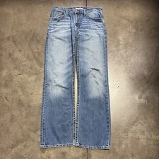 BKE Buckle Tyler Jeans Mens 34x33 Blue Light Wash Denim Western Distressed Faded