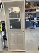 Exterior Fiberglass White Painted Door 36" x 80"  Left , Right Options Available