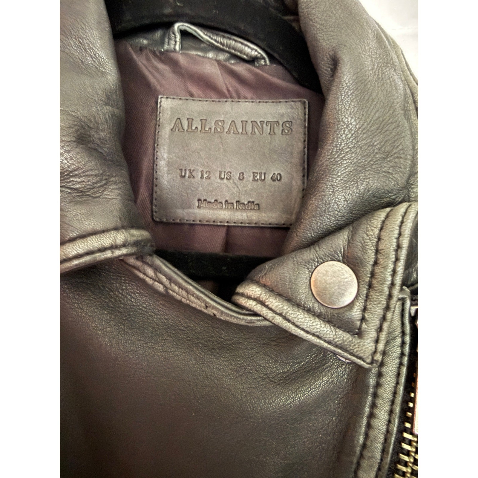 NWOT Allsaints Cargo Distressed Leather Biker Women Jacket US 8 image 8