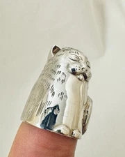 Solid Sterling Silver Cat Thimble Clive & Clarissa Cooke Sheffield 1994