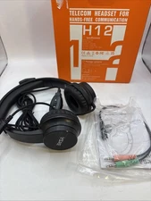 Eksa Telecom Headset H12 for Hands-Free Communication w/ In-Line Controls NEW!