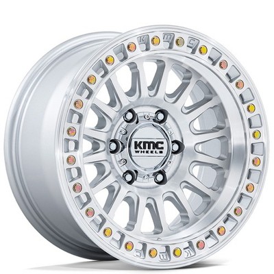 17x8 KMC Wheels KM552 IMS Gloss Silver with Machined Face Off-Road Rims (4pcs)