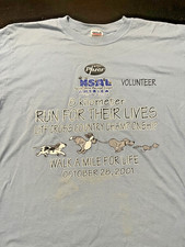 Vintage 2001 Pfizer Run For Their Lives Long Sleeve Shirt, Light Blue, Size: M