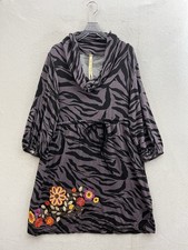 Uncle Frank Anthropologie Dress Women’s XL Purple Zebra Floral Embroidery Y2K