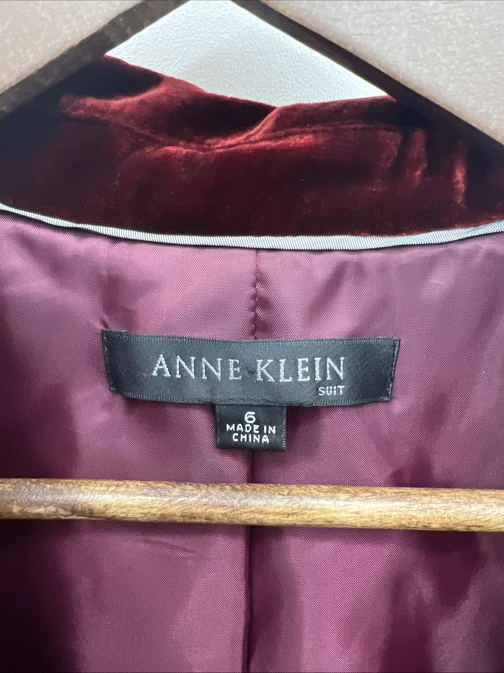 Chaqueta de traje de terciopelo rojo para mujer Anne Klein - Vacaciones - Talla 6 Foto 3 de 4