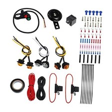 1 Set Universal UTV ATV SXS Scooter Amber Red LED Turn Signal Horn Kit with