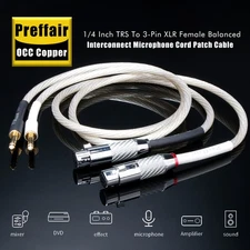 OCC Copper Siver Plated Cable interconnect Signal Wires 6.35mm TRS To XLR Female