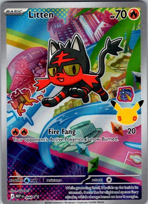 Litten 044 Holo Promo ME: Mega Evolution Promo Pokemon Near Mint