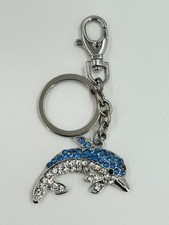 Dolphin Keychain Metal Rhinestone Lobster Clasp Key Ring