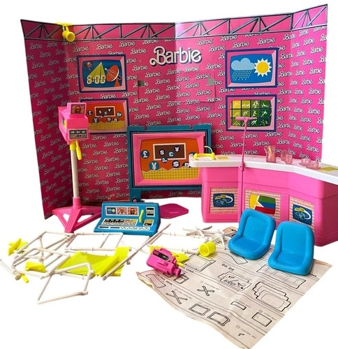 Barbie Film TV 6 O'clock Anchor News Playset Toy Vintage Lot 1986