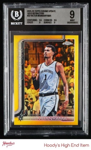 2025-26 Topps Chrome Update Gold Refractor #22 Victor Wembanyama 12/50 BGS 9