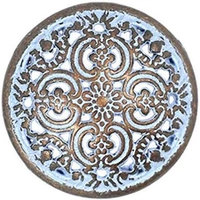 12 Pieces Flowery Engraving Copper Blue Openwork Metal Shank Buttons 18Mm (11/16