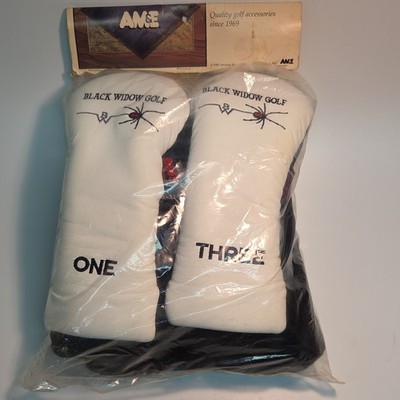AM&E Black Widow Golf Wood Head Covers 4-Piece Set White/Black/Red