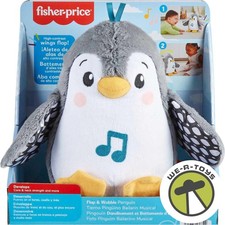 Fisher Price Baby Tummy Time Toy Flap  Wobble Penguin Electronic Plush