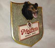 RARE 3D Bear PFEIFFER BEER Chalk Sign Foil Over Board Pfeiffer's Trophy Detroit