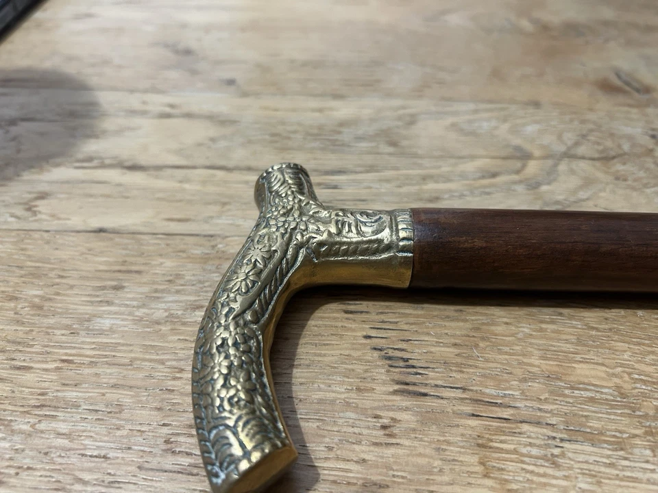 Ancienne Canne De Marche Tête Laiton - Photo 4/4