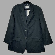 Everlane The Tencel Oversized Blazer Black 2 Button Front L/S Women's 16 NWT