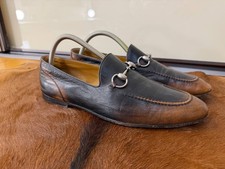 Gucci Jordaan 'Horsebit' Loafers Men's  40 1/2  E Brown Leather Round Shoes