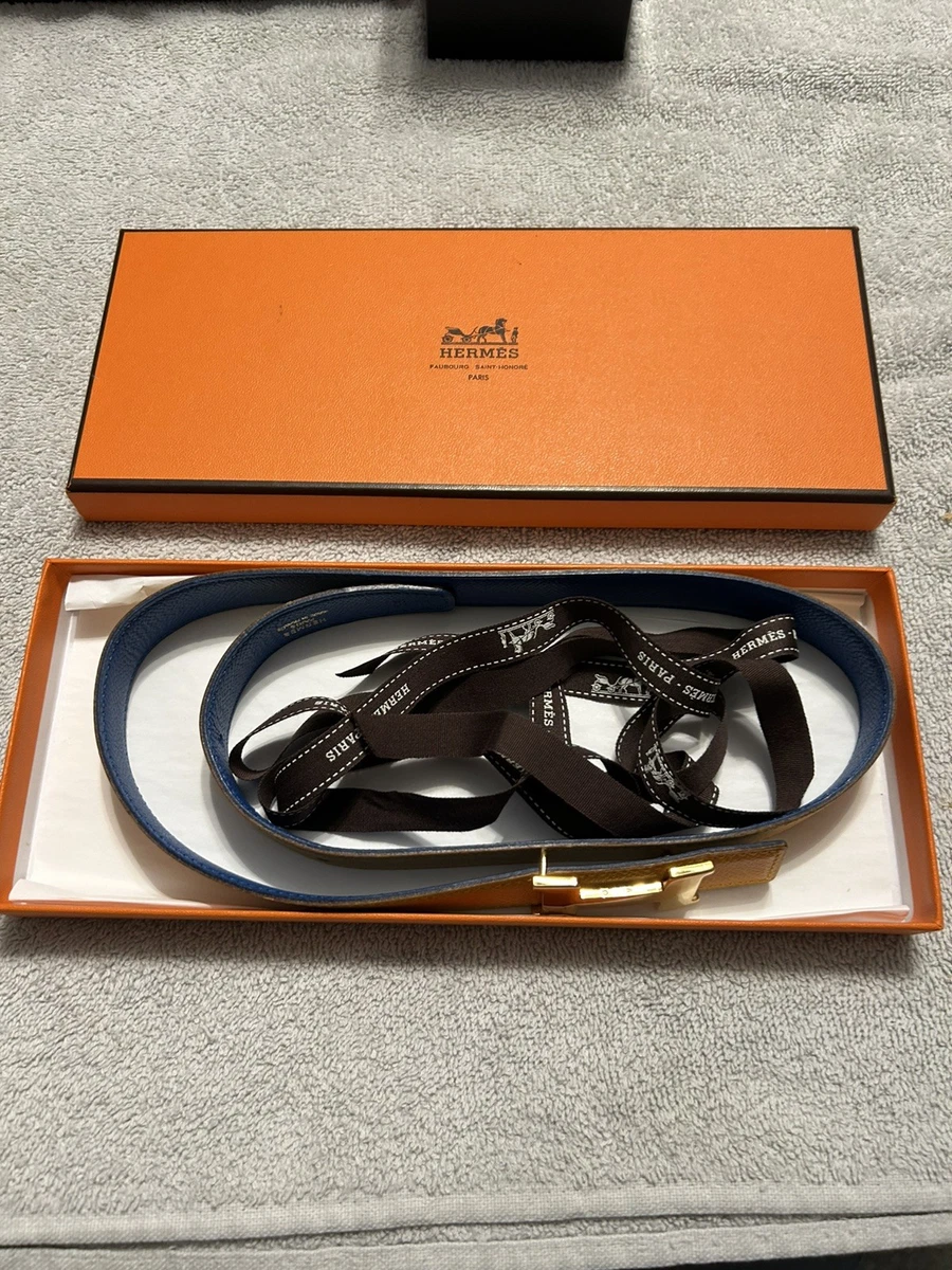 Ceinture Hermès Bleu Foncé – Taille S (80/32) – Cuir – Boucle H Constance – Occasion