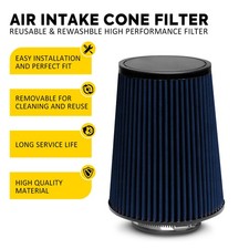 Blue 4" inch Inlet Truck Air Filter DryFlow Clamp-On Round Cone Air Intake Kit M
