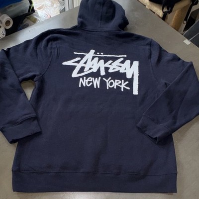 Stussy Black Graphic Print Pullover Hoodie Hooded Men's Size L Fleece