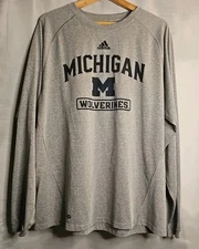 Adidas Climalite Michigan Wolverines Performance Gray Long Sleeve Mens XL