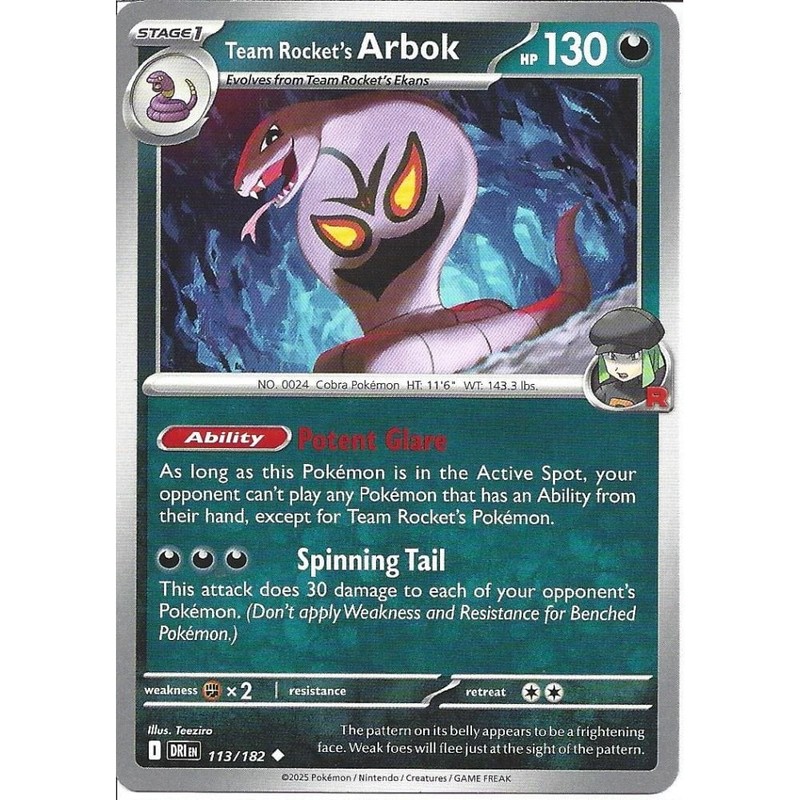 113/182 Team Rocket's Arbok : Uncommon Card :Destined Rivals :Pokemon TCG