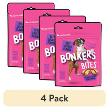 BONKERS Bites Beef Lovers Flavor Crunchy  Soft Treats for Dogs, 5.3oz 4 pack 