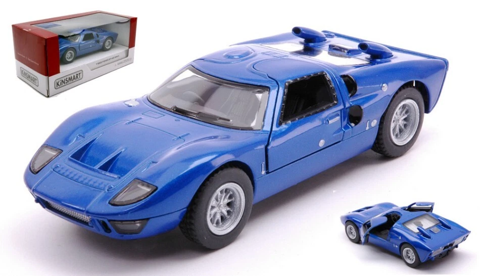 MODELLINO AUTO STATICO KINSMART FORD GT40 MKII 1966 BLU BOX CM 12 - Immagine 3 di 4