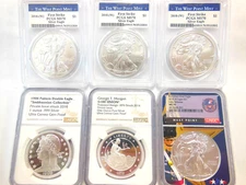 6 PCGS And NGC Graded .999 Silver  1 Oz Coins  -See Description For Details