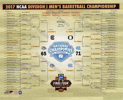 2017 North Carolina UNC Tarheels National Championship Bracket 8x10 Photo