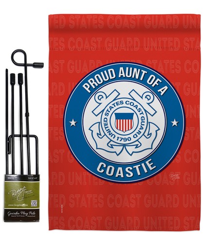 Proud Aunt Coastie Garden Flag Coast Guard Armed Forces Gift Yard House Banner - Picture 7 of 17