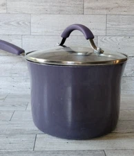 Rachael Ray PURPLE Aluminum Nonstick Porcelain Saucepan 3Qt Durable Performance