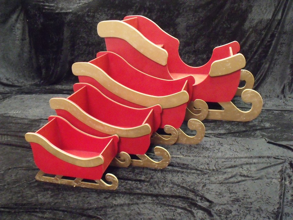 Personalised Wooden Santa Sleigh: Unpainted MDF Christmas Decor