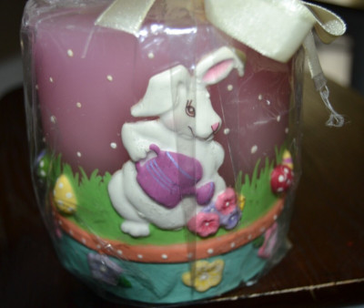 White Barn Candle Company EASTER EGGS BUNNY Pink 4'' HOME FRAGRANCE PILLAR