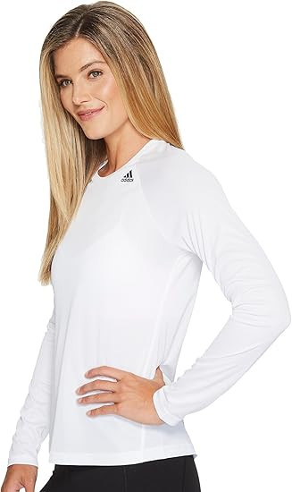 Adidas Womens White designed-2-move Long Sleeve Shirt Large New NWT Fall Gym