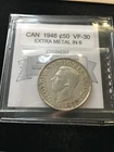 1946 Extra Metal in 6,  Coin Mart Graded Canadian Silver 50 Cent, **VF-30**