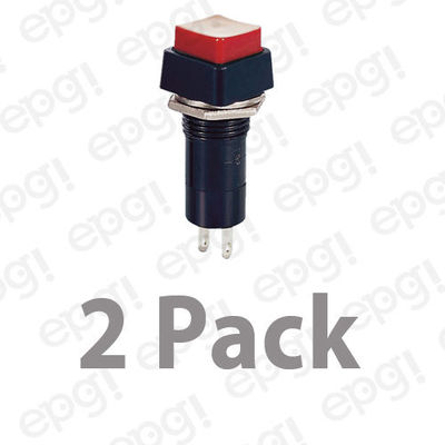 SPST (ON/OFF) RED PUSH BUTTON SWITCH SQUARE 3AMPS - 125VAC #PBS1-2PK
