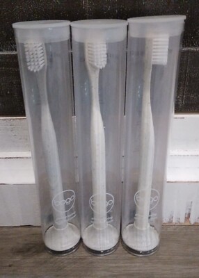 3 PACK Bogobrush Cotton Color Compostable Toothbrush With Soft Bristles BPA Free