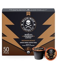 Death Wish Coffee Medium Roast Single Serve Coffee Pods 50 Count Pods