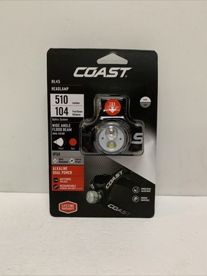 Coast HL45 IP54 StormProof 2 Mode White Red LED Headlamp Flashlight 3AAA 45 #572