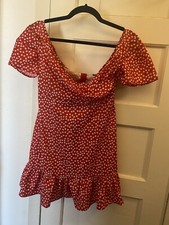 Shein Womens Red Floral Tea Dress Size Medium M