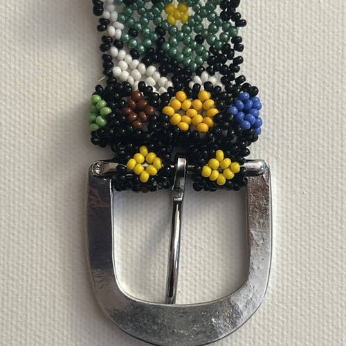 Handcrafted Seed Bead Belt Fit Up To 38" Waist Flowers Intricate Handmade Craft - Bild 2 von 16