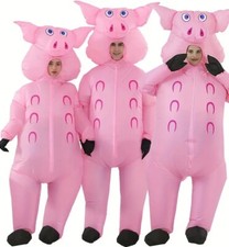 Inflatable Pink Pig Costume Halloween Costume Fancy Dress Pink Party Fun NEW