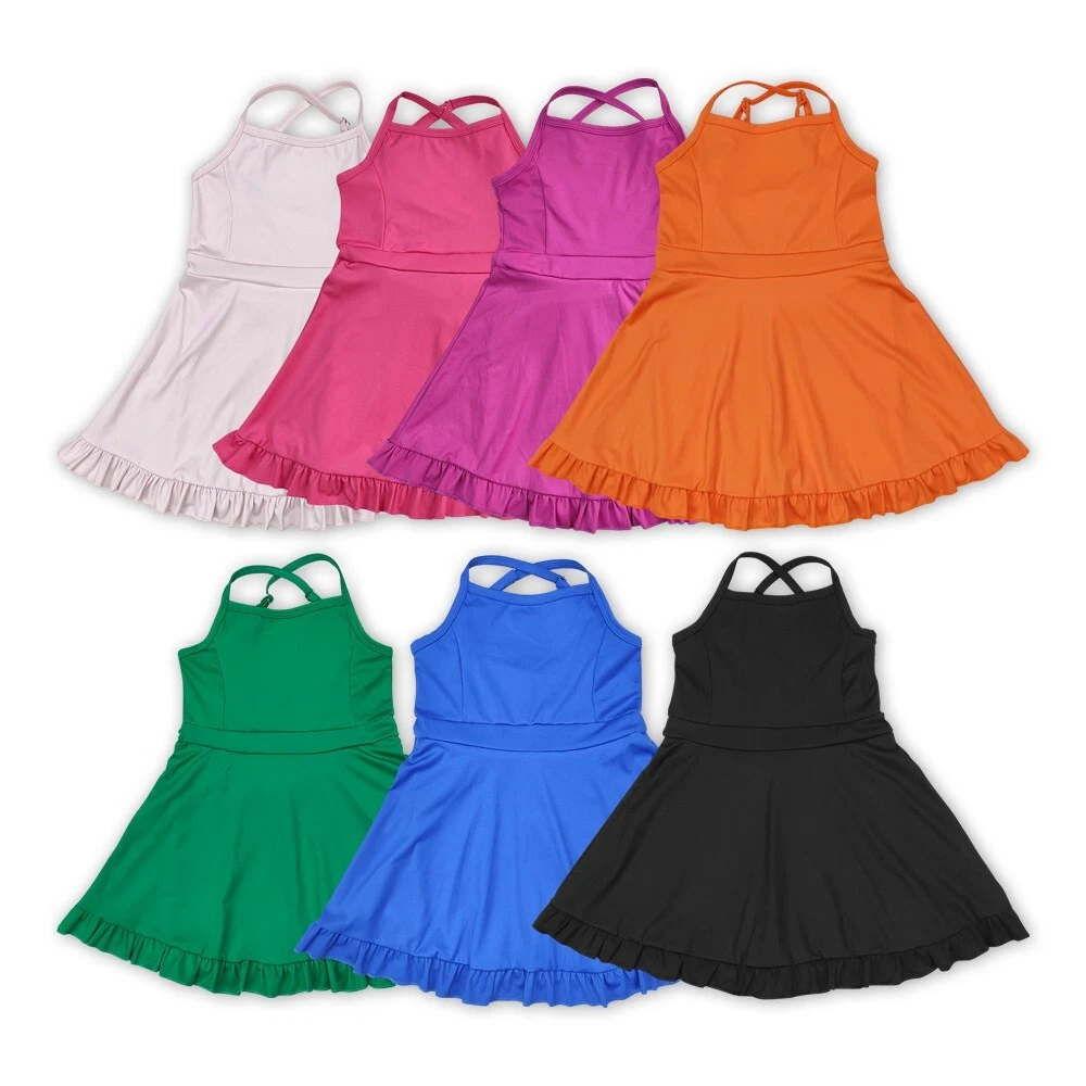 Little Girls Athletic Wear Solid Color Sport Yoga Dress With Shorts Under
Opens in a new window or t