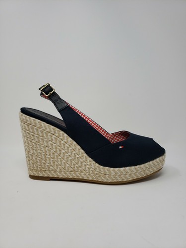 Shoes Sandals Hi Wedge Navy Blue 